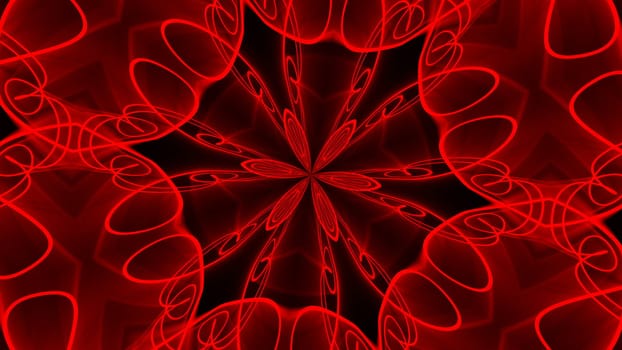 Abstract red background. Digital kaleidoscope. 3d rendering