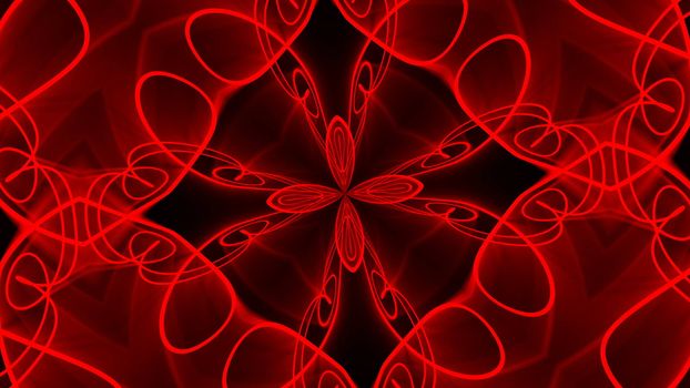 Abstract red background. Digital kaleidoscope. 3d rendering