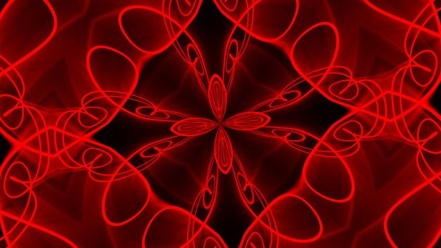 Abstract red background. Digital kaleidoscope. 3d rendering