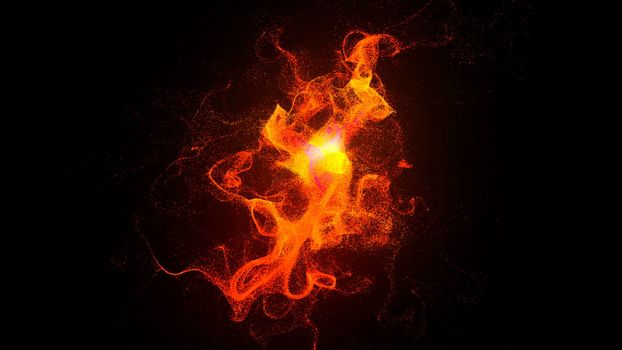 Colorful Particles dispersing and twisting. High quality clip rendered on high end computer and graphics card. 3d rendering