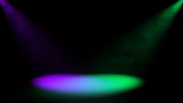 Bright spotlights with fog. Abstract digital background. 3d rendering