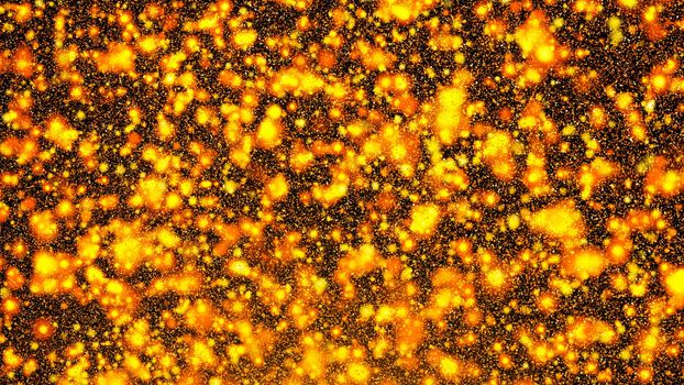 Abstract gold glittering background. Digital backdrop. 3d rendering