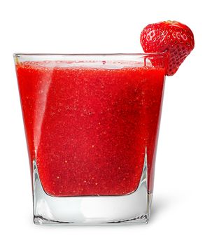 Strawberry smoothie in glass isolated on white background