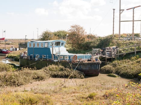 parked moored big boat in dock marshland ; essex; england; UK