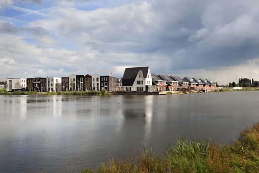New built neighborhood near water in the Netherlands