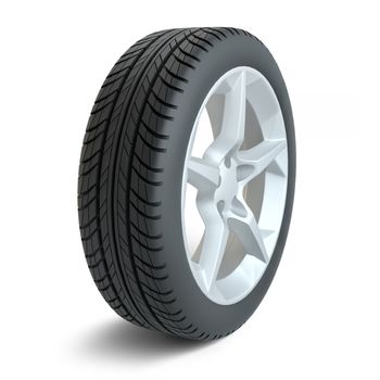 Car wheel isolated on white background. 3d illustration