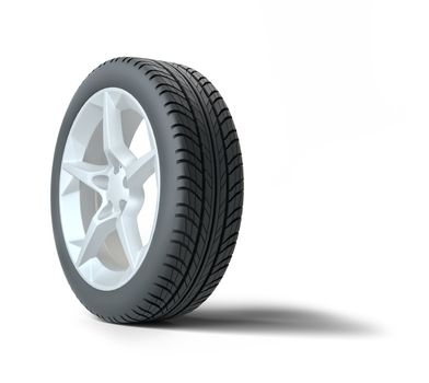 Car wheel isolated on white background. 3d illustration