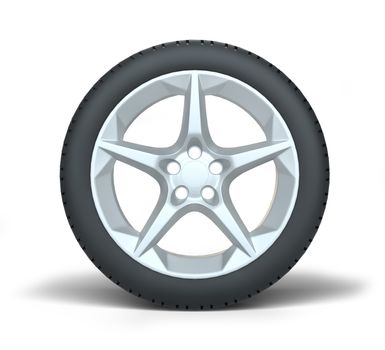 Car wheel isolated on white background. 3d illustration