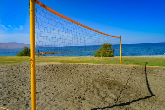 Beach volleyball on the sand of Maleme beach in Crete