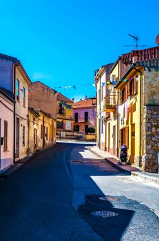 Little alley in an old village in a sunny day