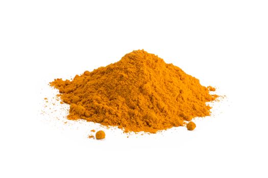 Turmeric , Curcuma, powder isolated on white background. Curry powder