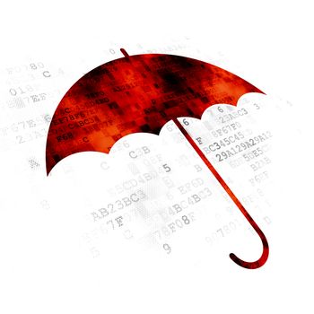 Privacy concept: Pixelated red Umbrella icon on Digital background