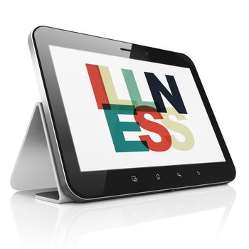 Health concept: Tablet Computer with Painted multicolor text Illness on display, 3D rendering