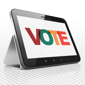 Political concept: Tablet Computer with Painted multicolor text Vote on display, 3D rendering