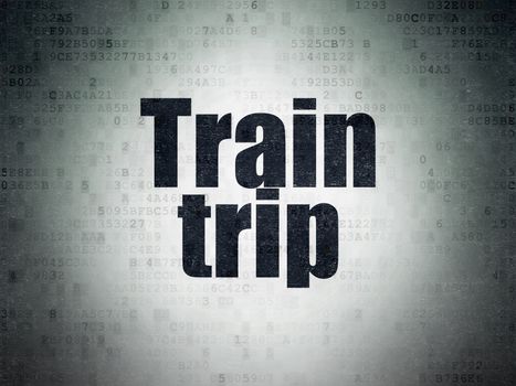 Vacation concept: Painted black word Train Trip on Digital Data Paper background