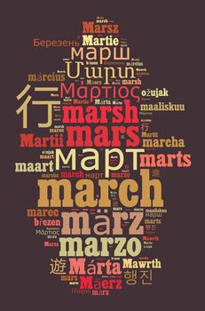 Word January in different languages word cloud concept