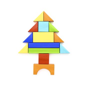 3d illustration of a christmas tree building blocks