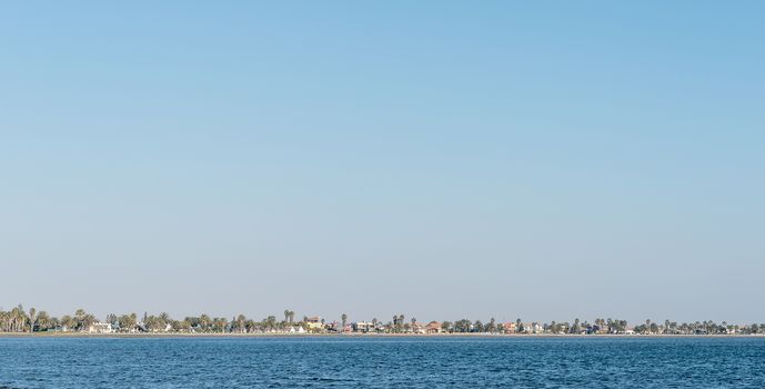 A view of the lagoon with Meersig, a suburb of Walvis Bay in the back