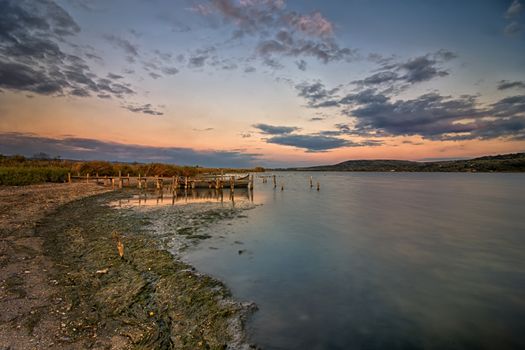 calmness mood over the lake after sunset