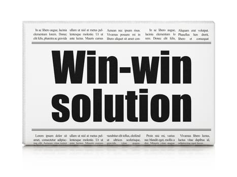 Business concept: newspaper headline Win-win Solution on White background, 3D rendering