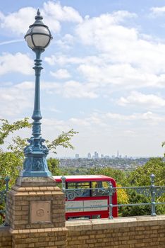 antique street light with a beautiful view of london city