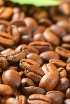 close up of roasted coffee beans - full frame