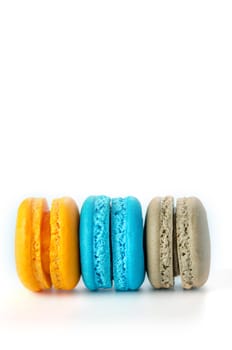 Colorful macaroon  on white background , sweet dessert