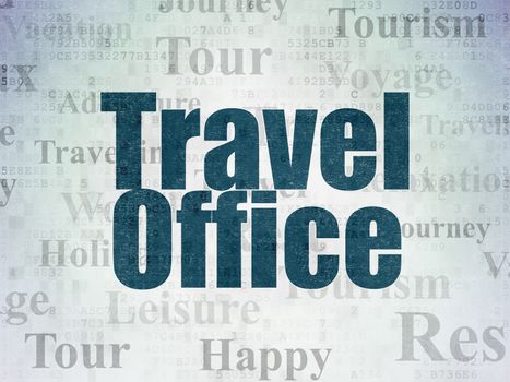 Tourism concept: Painted blue text Travel Office on Digital Data Paper background with   Tag Cloud