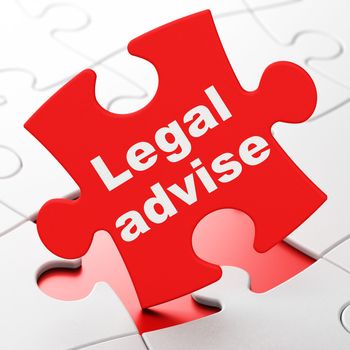 Law concept: Legal Advise on Red puzzle pieces background, 3D rendering