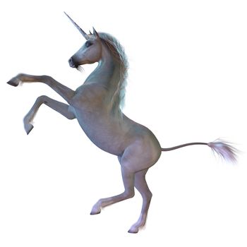 A Unicorn is a white magical horse with cloven hoofs, a forehead horn and a beard and is a creature of mythology.