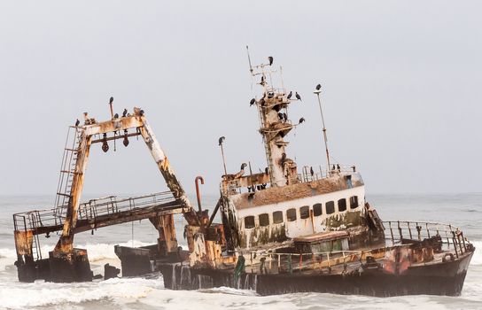 The shipwreck of the Zeila near Henties Bay on the Skeleton Coast of Namibia