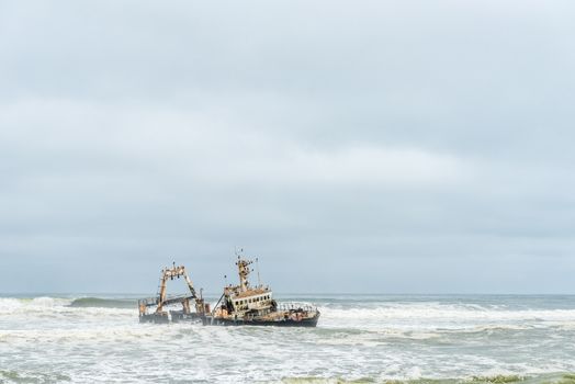 The shipwreck of the Zeila near Henties Bay on the Skeleton Coast of Namibia