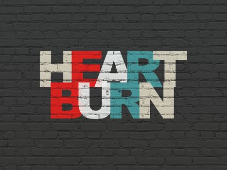 Health concept: Painted multicolor text Heartburn on Black Brick wall background