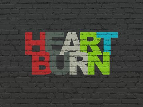 Medicine concept: Painted multicolor text Heartburn on Black Brick wall background