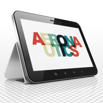 Science concept: Tablet Computer with Painted multicolor text Aeronautics on display, 3D rendering