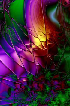 Fractal lines form geometric patterns in bright colors.