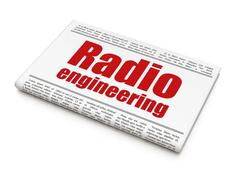 Science concept: newspaper headline Radio Engineering on White background, 3D rendering