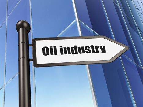 Industry concept: sign Oil Industry on Building background, 3D rendering