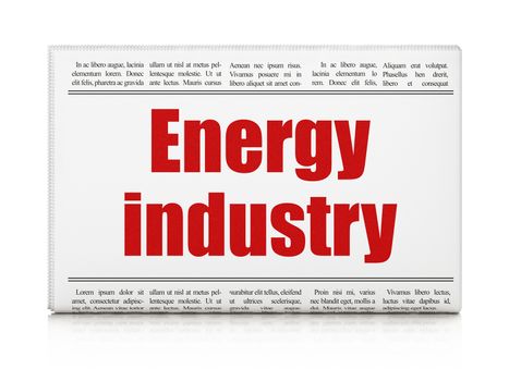 Manufacuring concept: newspaper headline Energy Industry on White background, 3D rendering
