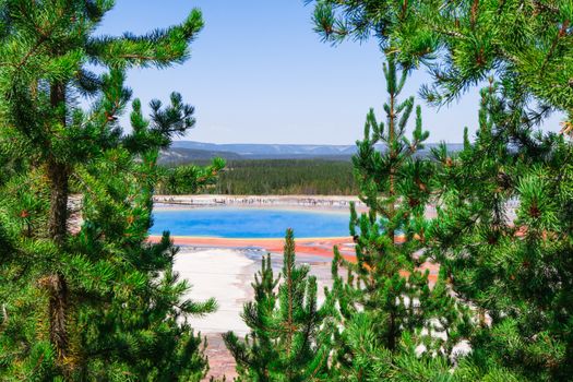 Grand Prismatic Spring in Yellowstone National Park in Wyoming, USA.