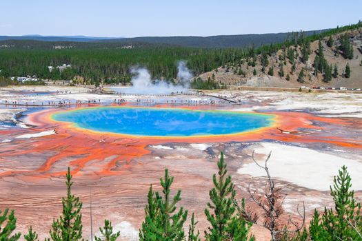 Grand Prismatic Spring in Yellowstone National Park in Wyoming, USA.