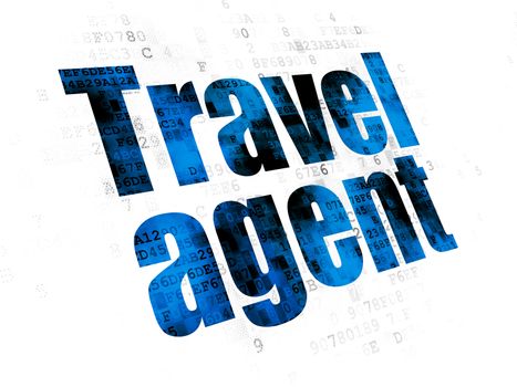 Travel concept: Pixelated blue text Travel Agent on Digital background