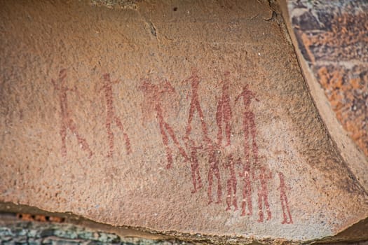 Bushman Rock Art in the "War Cave" near Injisuthi in the Drakensberg South Africa.