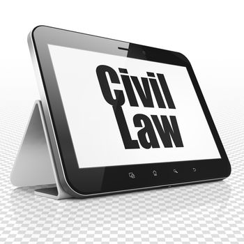 Law concept: Tablet Computer with black text Civil Law on display, 3D rendering