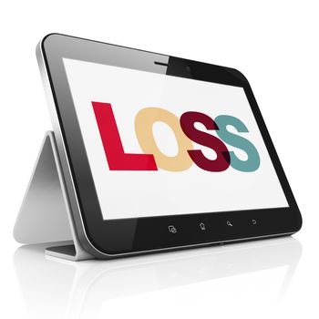 Finance concept: Tablet Computer with Painted multicolor text Loss on display, 3D rendering