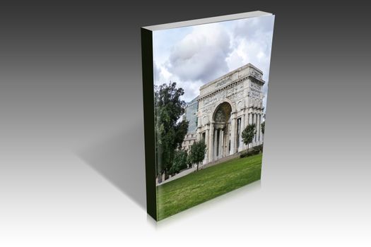 book illustration of the triumphal arch at Genova in the square of victory