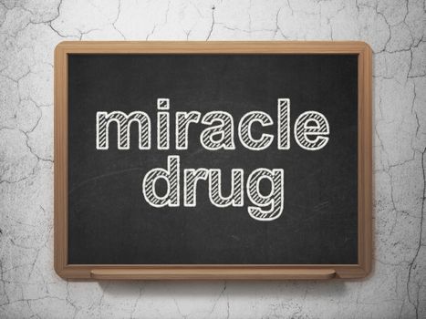 Healthcare concept: text Miracle Drug on Black chalkboard on grunge wall background, 3D rendering