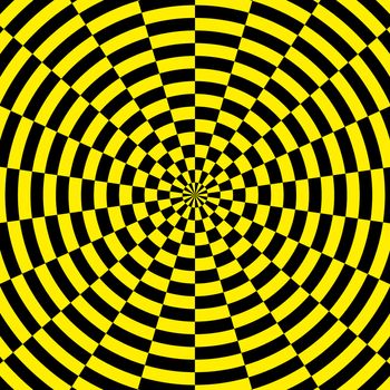 2d illustration of a yellow and black radial background