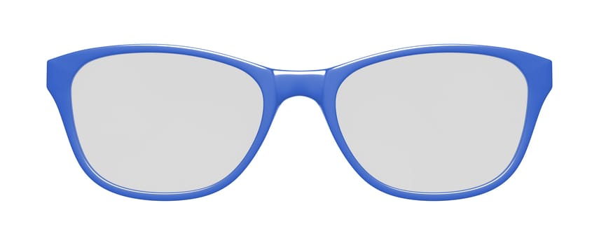 3d illustration of blue glasses on white background
