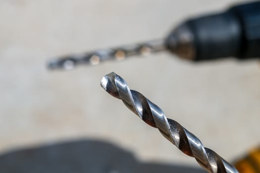 The Isolated Drill Bits with the Gray Ground Background